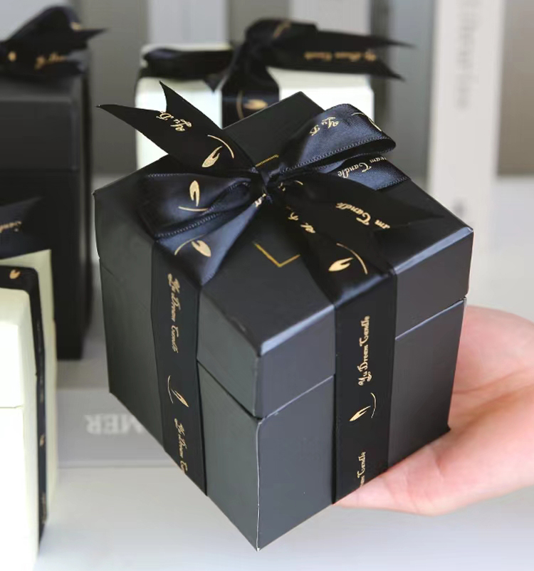 high end luxury empty embossed gold 8 oz dividers cardboard candle gift boxes with window