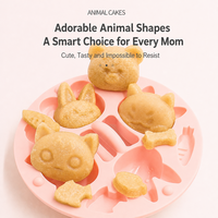 Moule en silicone pour gâteaux de riz pour bébé, motif animal de dessin animé, pour compléments alimentaires, moule à gâteau vapeur, compatible four et cuiseur vapeur, qualité alimentaire, outil de cuisson DIY