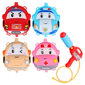 2024 Hot Selling Summer products Beach Play Water Toy Shooting Interactive Game Cute Fire truck Backpack Water Gun For Kids