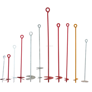 Ancla <span class=keywords><strong>de</strong></span> Tierra <span class=keywords><strong>de</strong></span> Acero Helicoidal <span class=keywords><strong>de</strong></span> Alta Resistencia con Recubrimiento en Polvo o Galvanizado, con Anillo para Cercas y Tiendas <span class=keywords><strong>de</strong></span> Campaña - Product Image 1