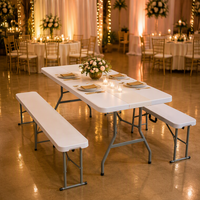 Banc rectangulaire pliable en plastique populaire pour l'extérieur, table pliante de 8 pieds pour repas en plein air