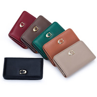 Dompet Pendek Mewah Unisex Grosir Pabrik, Merek Wanita, Anti RFID, Portabel, Kulit PU, Penutup Kancing, Lapisan Sutra, Berlian