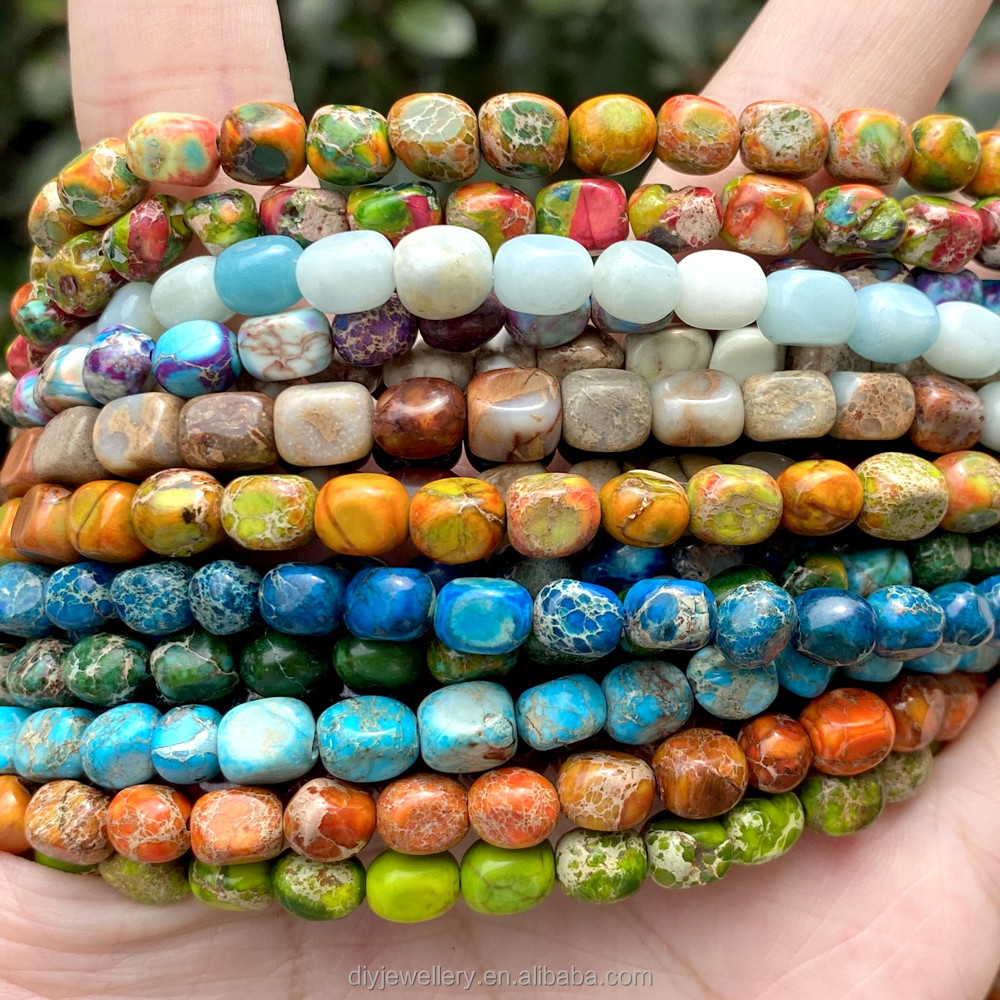 5x5x7mm Natural Stone Colorful Sea Sediment Jaspers Irregular Square Turquoises Loose Beads for Jewelry Making DIY Accessories