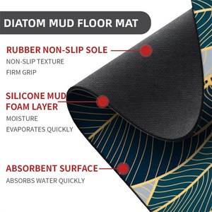 Tapis de toilette antidérapant de luxe <span class=keywords><strong>à</strong></span> motif géométrique, <span class=keywords><strong>super</strong></span> absorbant, en boue de diatomée, tapis de salle de bain en polyester, tapis de porte fabriqué <span class=keywords><strong>à</strong></span> la <span class=keywords><strong>machine</strong></span> - Product Image 1