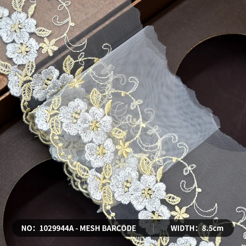 Factory Wholesale Clothing accessories 3d flower lace embroidered fabric Embroidered lace fabric