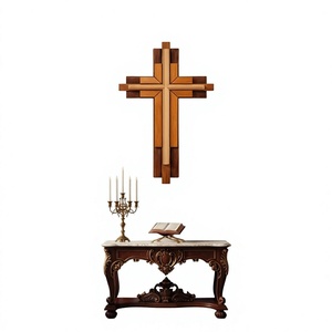 Escultura de Cruz de Madera AZ ENTERPRISES, Decoración Religiosa Rústica para el Hogar, Diseño Art Deco para Sala de Estar, Lavable - Product Image 6