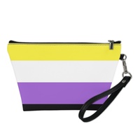 Trousse de Maquillage de Voyage en PU Personnalisée Thème Arc-en-ciel Non-Binaire Gay pour les Voyages, le Rangement de Cosmétiques de Salle de Bain et l'Inventaire de Détail