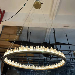 Modern Luxury Rock Crystal Chandelier Factory New Design Round Ring Pendant Lights for Living Room Weddings - Product Image 2