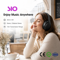 Casque sans fil Gertek Chip 8H+ avec autonomie de batterie, portée de 10 m, PC+ABS noir, appels stéréo, musique, casque sans fil 5.4, casque supra-auriculaire