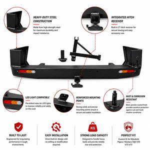 Paraurti Posteriore in Acciaio con Fori per Gancio di Traino per Mitsubishi Pajero / Montero <span class=keywords><strong>V60</strong></span> V70 V73 V77 - Installazione a Bullone - Product Image 3
