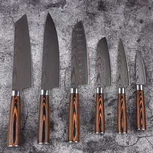Couteau de cuisine en acier inoxydable à haute teneur en carbone, motif Damas, couteau de chef, ensemble de couteaux de cuisine professionnels avec manche en bois Pakka - Product Image 2