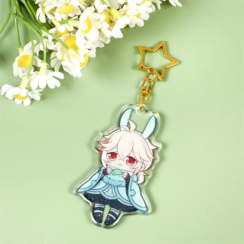 Làm cho thiết kế của riêng bạn in tùy chỉnh Acrylic Keychain ba chiều quyến rũ Anime trong suốt Móc chìa khóa bán buôn quà lưu niệm quà tặng