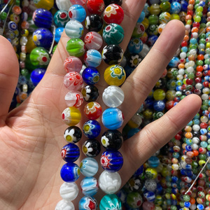 4mm cầu vồng đa màu Murano Millefiori Kính lampwork hạt cho vòng đeo tay làm - Product Image 2