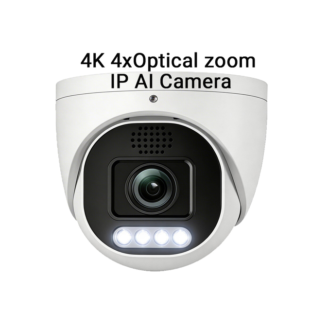 Mic Security IP 4K 8MP 4X Optical Zoom IP AI Camera Support POE Human Vehicle Detection,Color Night Vision,Mic,Waterproof
