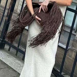 Influencer-style Trendy Versatile European-American Retro Woven <strong>Big</strong> Tote <strong>Bag</strong> Tassel Accentscasual Designer-inspired <strong>Bag</strong> <strong>Women</strong> - Product Image 5
