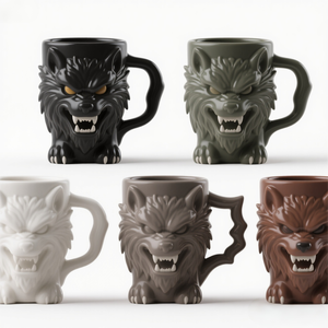 Tasse en céramique en forme de <span class=keywords><strong>loup</strong></span>-<span class=keywords><strong>garou</strong></span>-Tasse à café en porcelaine faite à la main avec design de créature mythique, logo personnalisé et couleur - Product Image 2