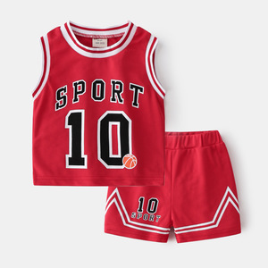 Ensemble de vêtements de sport pour garçon, t-shirt sans manches + short, 2 pièces, imprimé, nouveau style d'été, basket-ball - Product Image 4