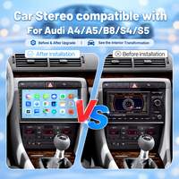 Autoradio Android 9 pouces IPS avec CarPlay, GPS, Bluetooth et écran tactile pour Audi A4 A5 B8 S4 S5 2000-2009, directement de l'usine