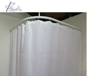 cheap hotel bath curtain, white stripe bath curtain in 2cm stripes(180*180cm), including plastic hooks