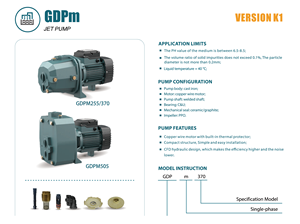 Pompe à eau portable personnalisable Grandfar avec câblage en cuivre pour l'irrigation agricole, jet de surface GDPm370, câblage en cuivre Ens - Product Image 2