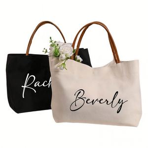 Canvas Tote <b>Bag</b>, Customized <b>Bridesmaid</b> <b>Gift</b> <b>Bags</b>, Solid Color Cotton Handbag for Women, Wedding Favors - Product Image 1