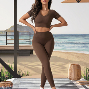 Conjunto Deportivo de 2 Piezas para Mujer FLW, Leggings de Cintura Alta con Elástico Frontal, Elásticos y Ajustables para Gimnasio y Yoga - Product Image 3