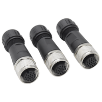 Connecteur M12 DIN femelle IP67 à montage sur site, étanche, 17 broches, en alliage de cuivre nickelé, boîtier PVC, à souder