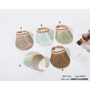 Cappello Visiera da Sole da Donna con Stampa a Foglie Taglia Unica Accessorio Moda Estiva - Product Image 3