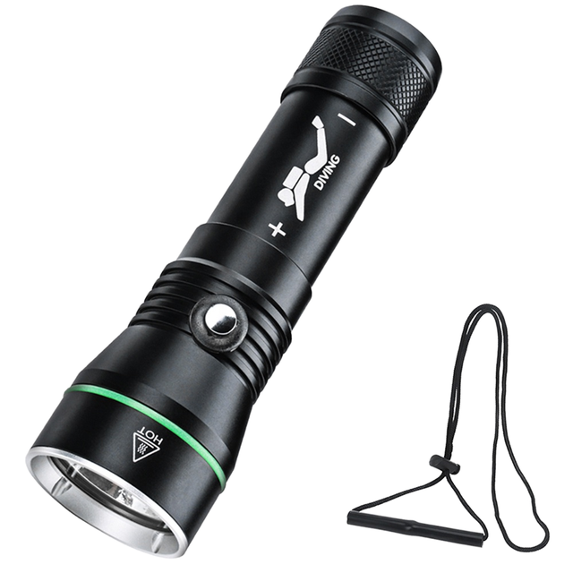 NIACONN Rechargeable USB 10W 1000LM LED Diving Flashlight IPX8/IP68 Waterproof Aluminum Alloy 6000K Daylight Dimmable 300-400M