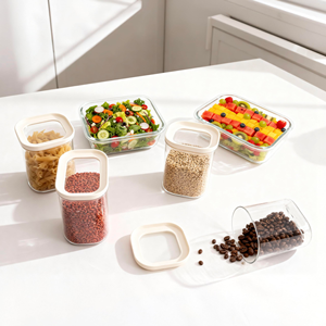 Home Kitchen Bulk Food Storage Airtight <b>Clear</b> Glass <b>Containers</b> Multisize Set Glass Vessels for Different Volume Borosilicate Lid - Product Image 5