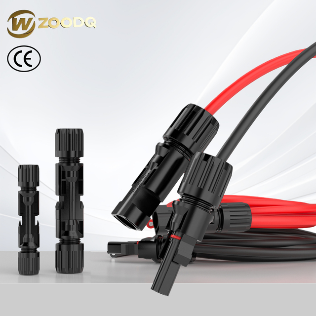 Solar Power PV Cable 6mm2 10Mm Solar Connectors 10AWG Male Female Copper Contacts 1000V 30A IP67 PPO Housing Shape Solar Panel