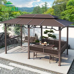 3X5 Achtertuin Tent Tuinhuisje Aluminium Frame Hard Top Dak Zware Tuinhuisje Met Swing Stoel