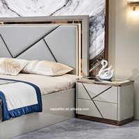 Ensemble de Chambre à Coucher Complet Luxe Grand Lit en Bois avec Cadre et Rangement Intégré, Mobilier Moderne Simple à LED