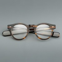 Nouveauté rétro unisexe acétate rond lunettes optiques noir tortue épaisse italie mode acétate cadre 2025