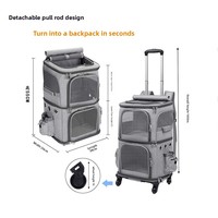 Sac à dos de transport pour chat double couche transfrontalier, poussette pour animaux de compagnie, sac à dos portable pour chat, grande capacité, respirant, détachable, valise-chariot pour animaux