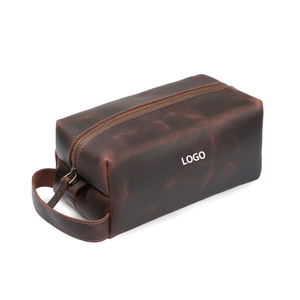 Borsa da Viaggio per Toilette <span class=keywords><strong>in</strong></span> Vera <span class=keywords><strong>Pelle</strong></span> di Alta Qualità, Astuccio Vintage per Kit da Bagno da <span class=keywords><strong>Uomo</strong></span> con Logo Personalizzato - Product Image 1