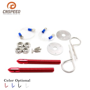 CNSPEED Hood Lock Universal Red Aluminum Racing Car Engine Lid Lock Kit With Mounting <b>Hardware</b> - Product Image 1
