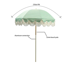 Sombrilla de Playa con Flecos y Estampado Digital Personalizado 2026, 8 Varillas, Protección UV50+, Resistente al Viento, Poste de Madera de Haya, 200cm, Parasol <span class=keywords><strong>para</strong></span> <span class=keywords><strong>Patio</strong></span>, Venta al Por Mayor - Product Image 5