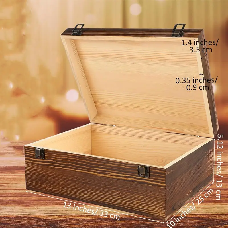 Cajas de almacenamiento de madera al por mayor superventas de fábrica, varios estilos y tamaños de cajas de almacenamiento de madera con tapas y bisagras