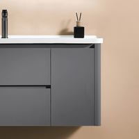 Meuble-lavabo de salle de bain en aluminium étanche avec vasque en céramique, miroir intelligent mural, pour hôtels