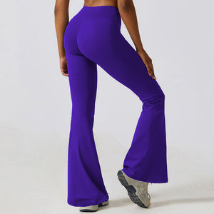 Venta al por mayor de mallas deportivas de cintura alta con logotipo personalizado de las mujeres push-ups Yoga pantalones <span class=keywords><strong>acampanados</strong></span> ropa deportiva de baile pantalones de Yoga botín apretado - Product Image 3