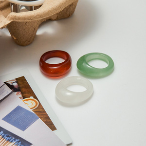 Bague en pierre naturelle d'aventurine verte, forme géométrique ovale, bijoux unisexes, cadeau - Product Image 4