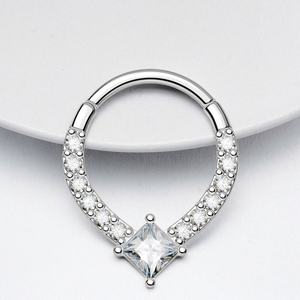 Helix Daith <span class=keywords><strong>Piercing</strong></span> pour femmes hommes <span class=keywords><strong>narine</strong></span> <span class=keywords><strong>Piercing</strong></span> clair CZ larme Septum Clicker acier inoxydable Cartilage boucle d'oreille - Product Image 2