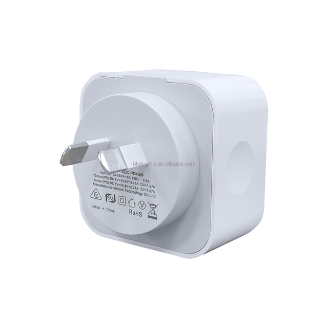 40W Travel Mobile Station Us Fast Smart Dual Phone Dock Multi Plug Adapter Good Quality Port 40W Type C Wall Charger and Plugs