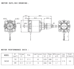 Moteur brushless D4250 800KV pour drone à aile fixe, simulation 3D, longue portée, UAV RC FPV Quadcopter pour accessoires DIY - Product Image 4