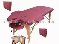 Table de massage multifonctionnelle pliable en cuir PU et bois, lit de massage portable pour salon de beauté