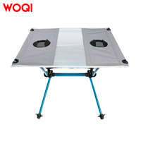 Table de camping pliable WOQI avec 2 porte-gobelets, table de plage ultralégère en aluminium, table portable d'extérieur pour pique-nique, pêche