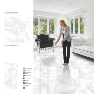 Azulejos de Porcelana Brillante Digital Azul Araña 600x600mm, Diseño Mármol, Azulejo Cerámico Esmaltado para Interiores - Product Image 4