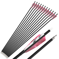 Flèche de tir à l'arc de 30 pouces, Spine 500, 6,2 mm ID, en carbone mixte, avec plumes de dinde de 4 pouces et pointe de flèche filetée remplaçable de 100 grains, pour la chasse adulte