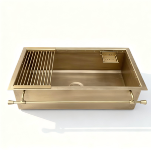 कस्टम विला इतालवी डिजाइन पीतल रसोई सिंक 14 गेज वास्तुकला में गिरावट - Product Image 1